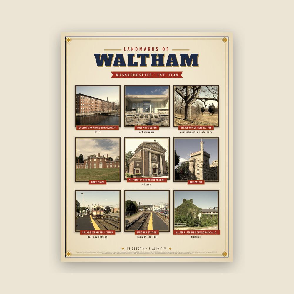 Waltham Landmarks Photo Poster