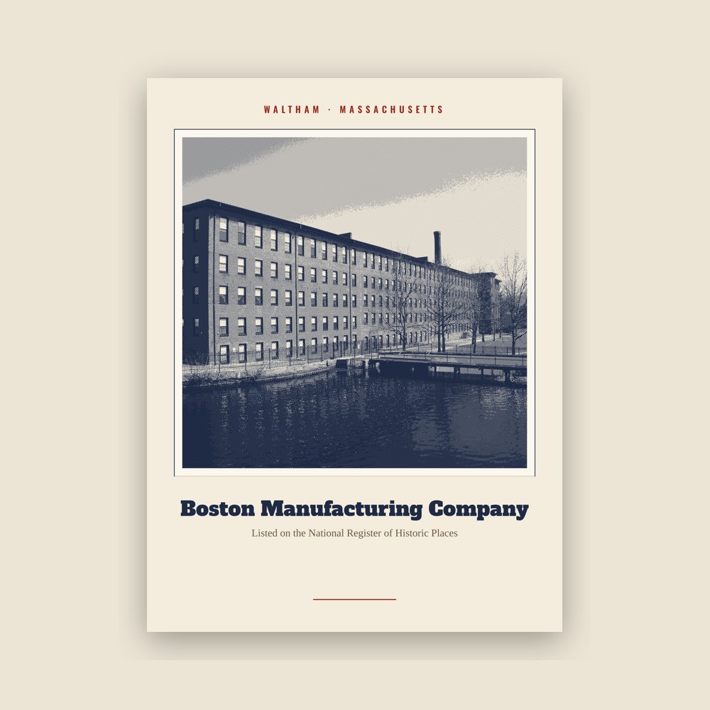 Waltham Boston Manufacturing Company Landmark Print