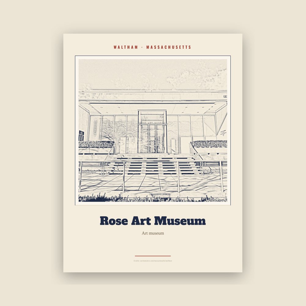 Waltham Rose Art Museum Landmark Print