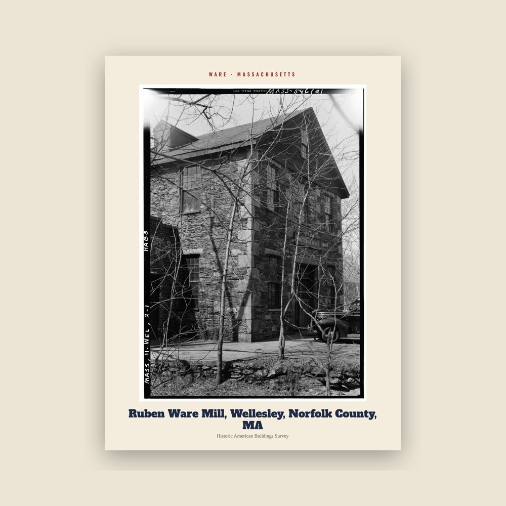 Ware Ruben Ware Mill, Wellesley, Norfolk County, MA Archive Print