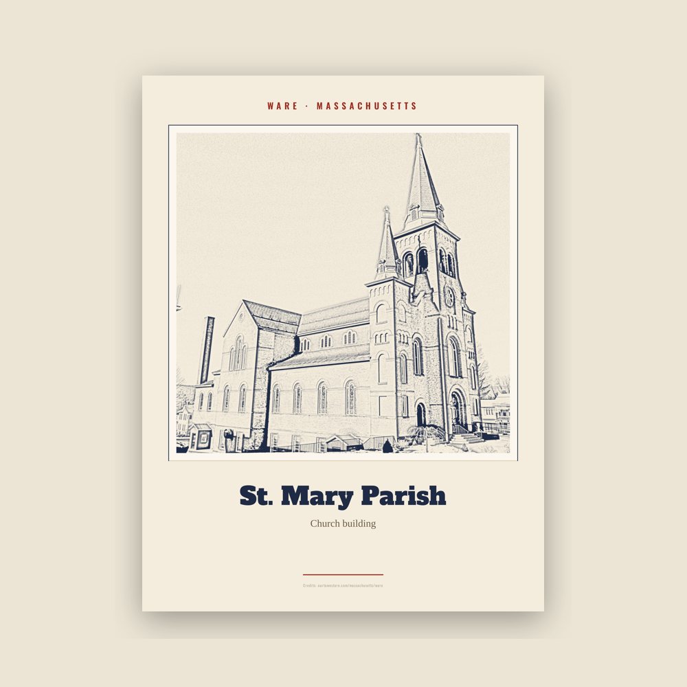 Ware St. Mary Parish Landmark Print