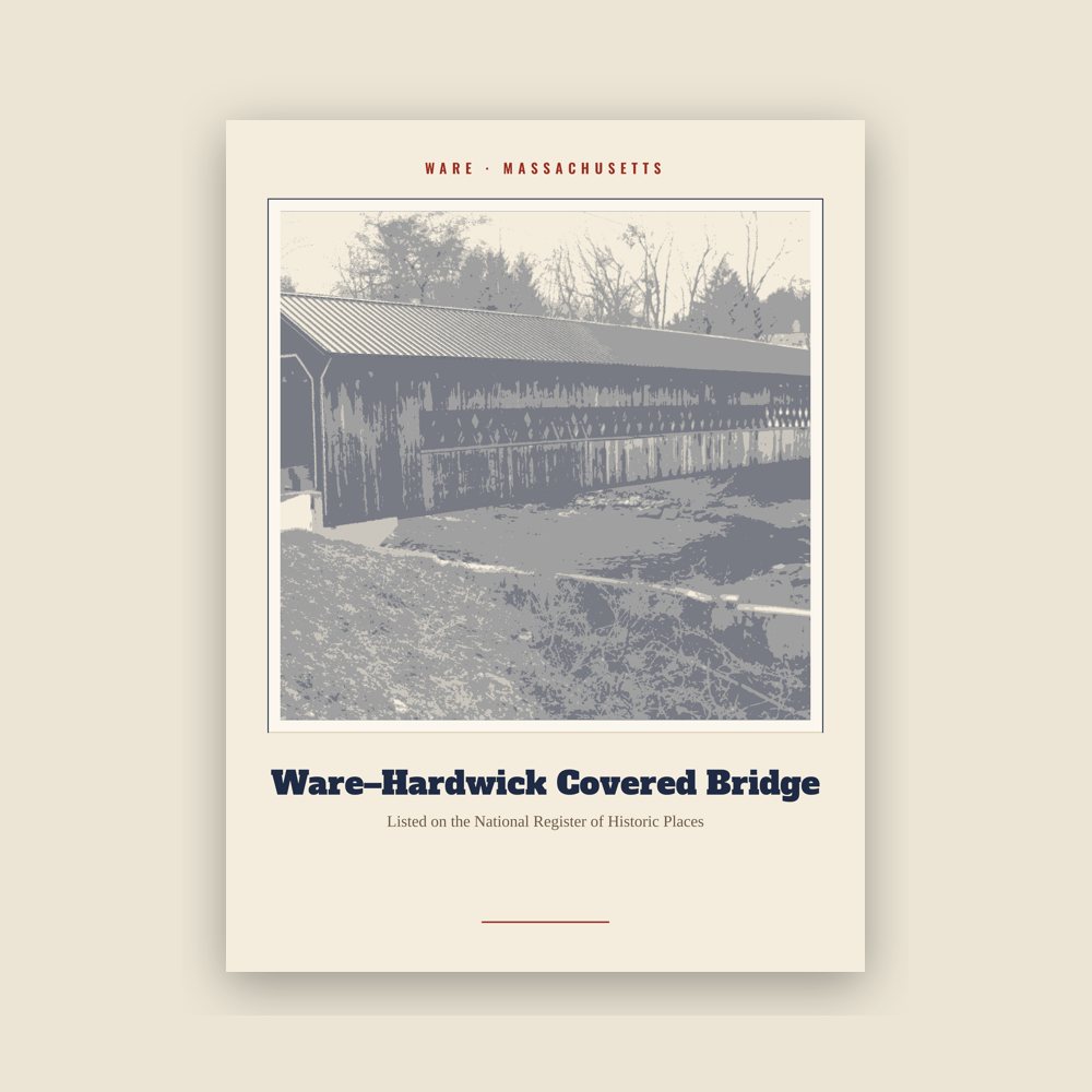 Ware Ware–Hardwick Covered Bridge Landmark Print