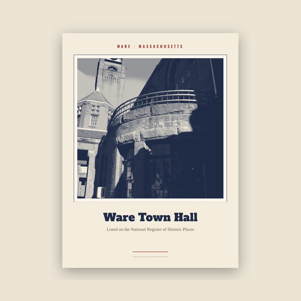 Ware Ware Town Hall Landmark Print