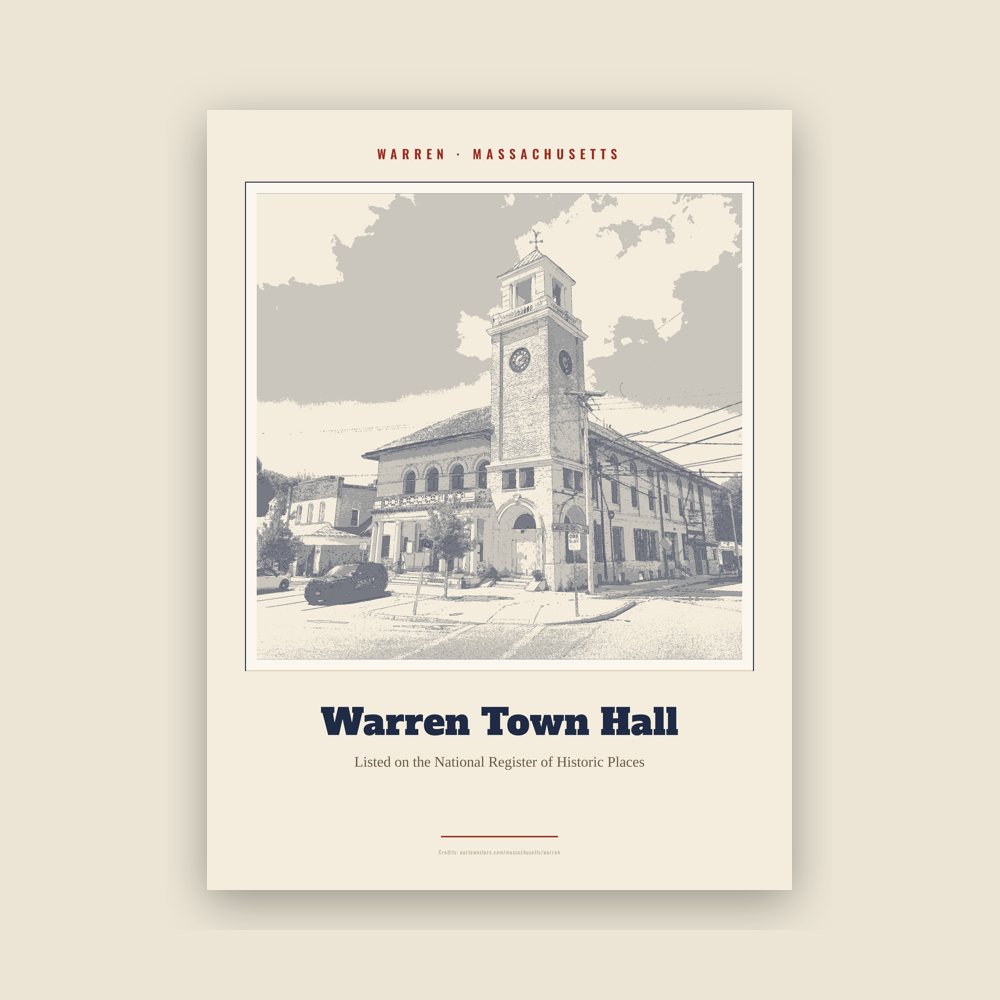 Warren Warren Town Hall Landmark Print
