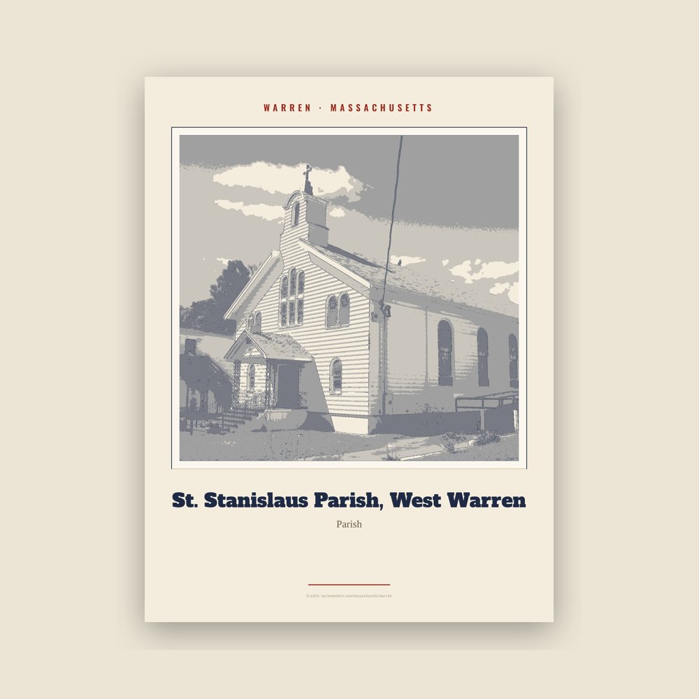 Warren St. Stanislaus Parish, West Warren Landmark Print