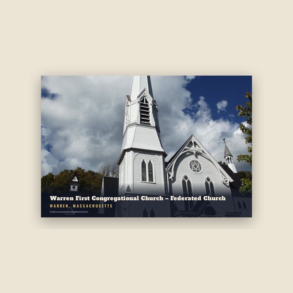Warren Warren First Congregational Church – Federated Church Postcard