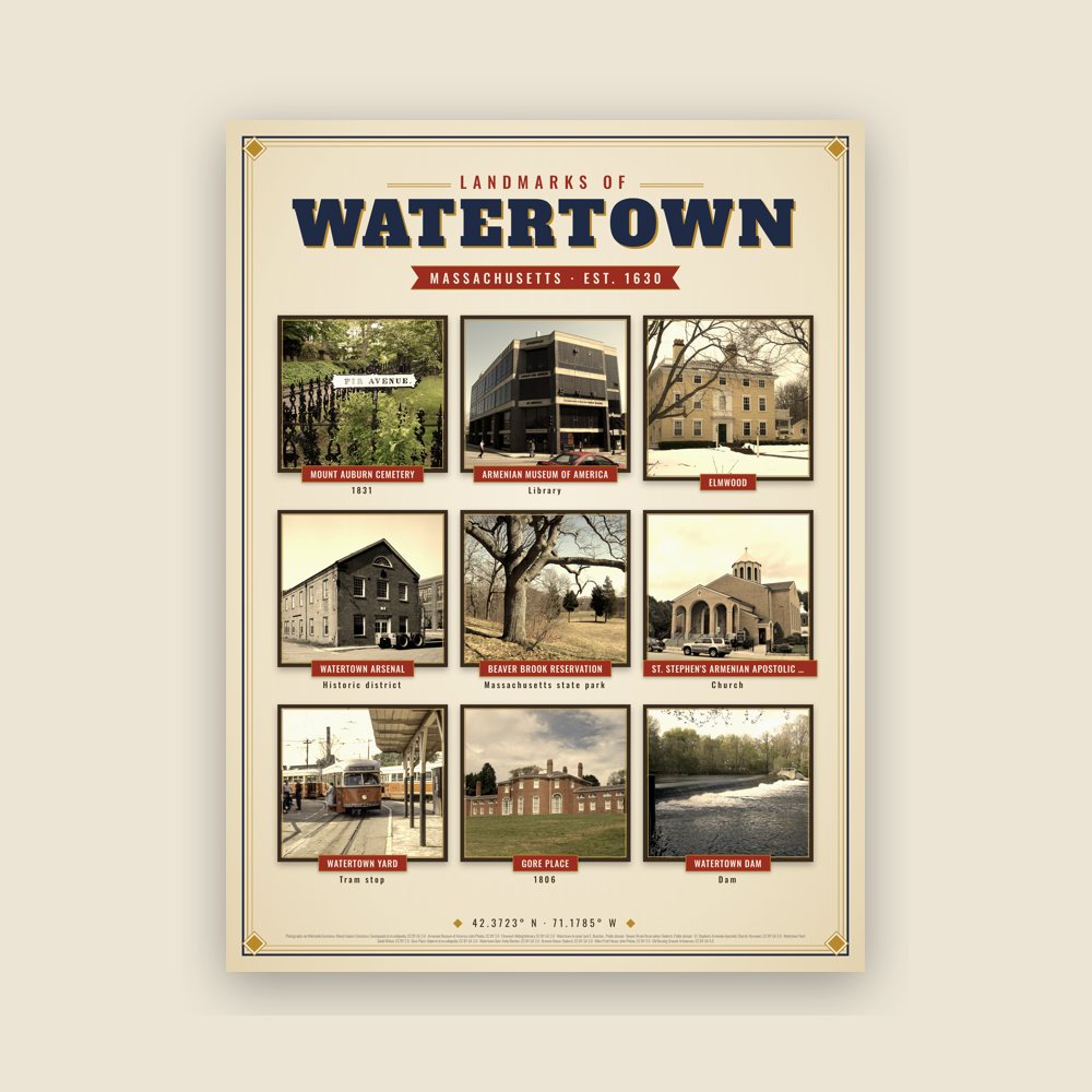 Watertown Landmarks Photo Poster