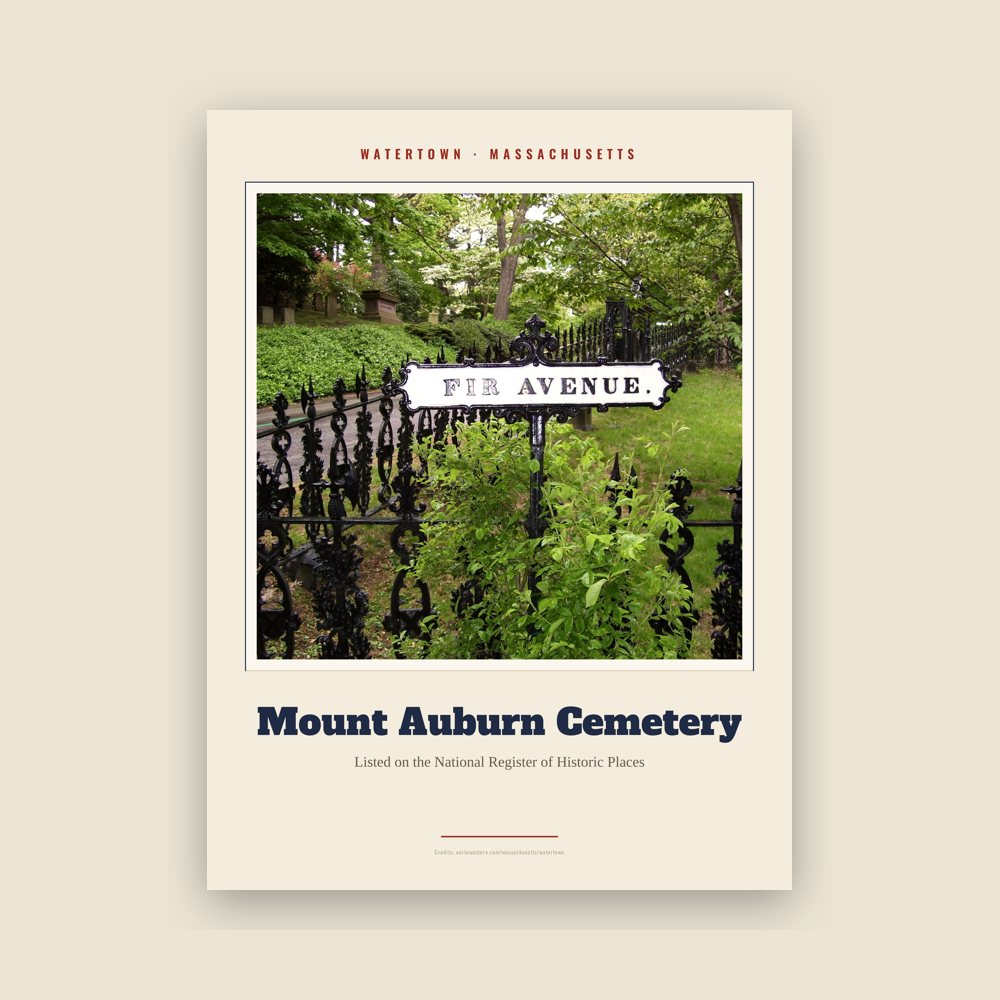 Watertown Mount Auburn Cemetery Landmark Print