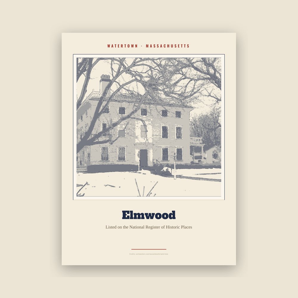 Watertown Elmwood Landmark Print