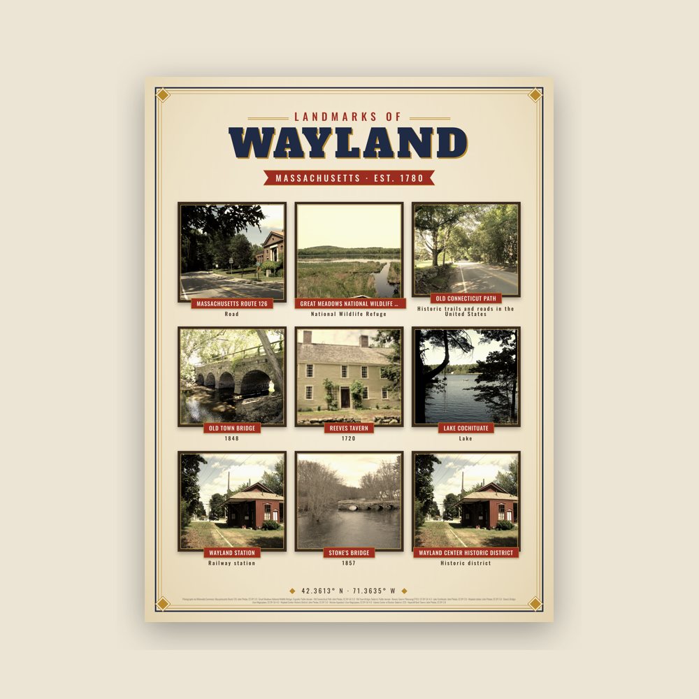 Wayland Landmarks Photo Poster