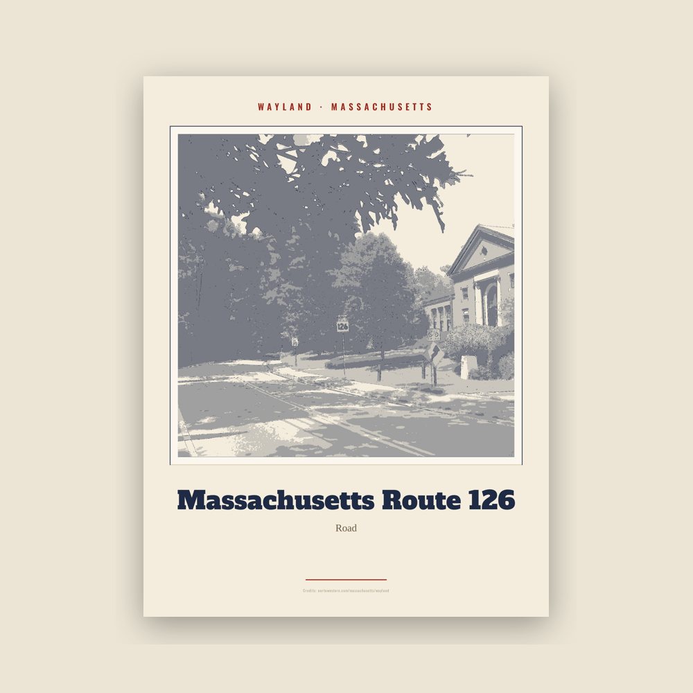 Wayland Massachusetts Route 126 Landmark Print