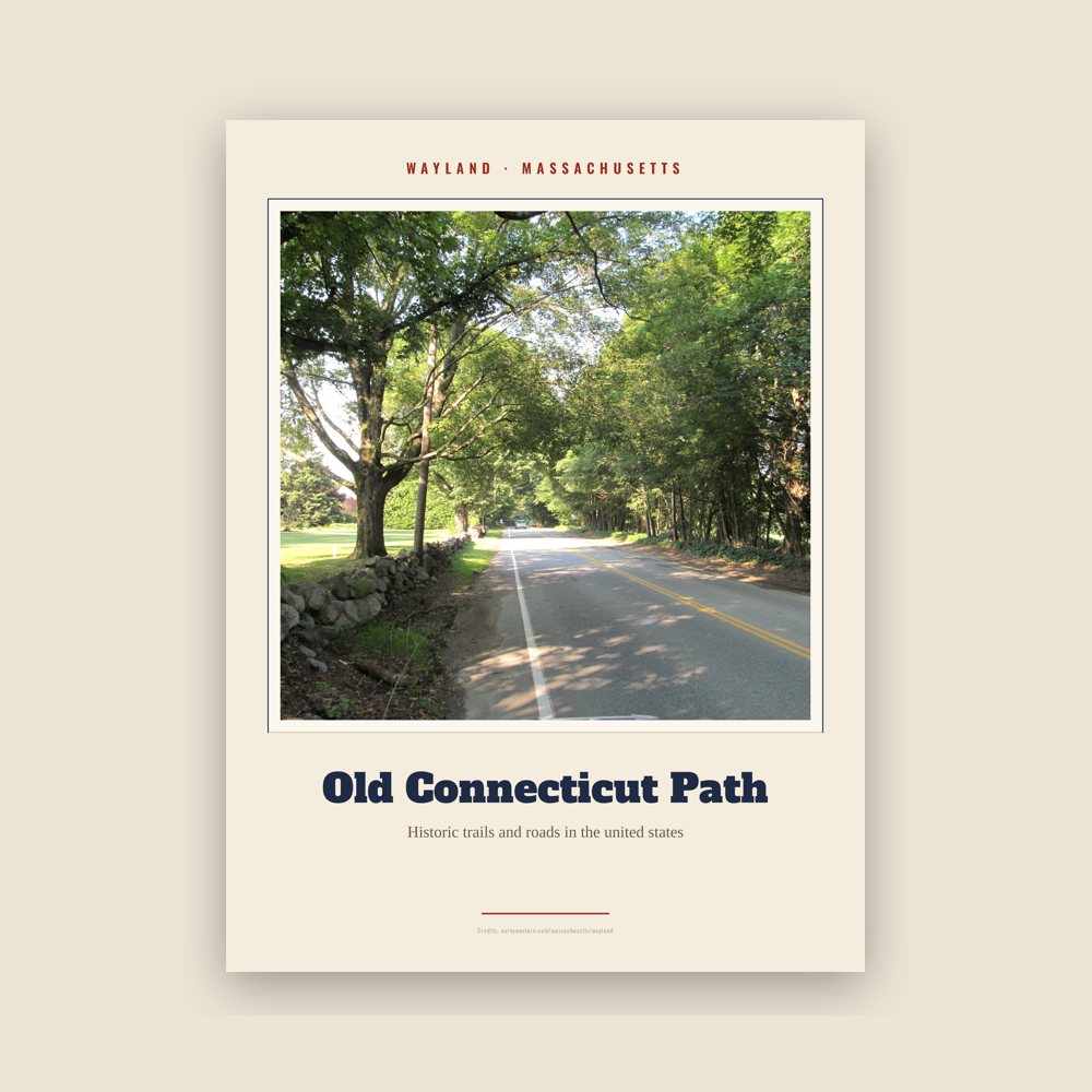 Wayland Old Connecticut Path Landmark Print