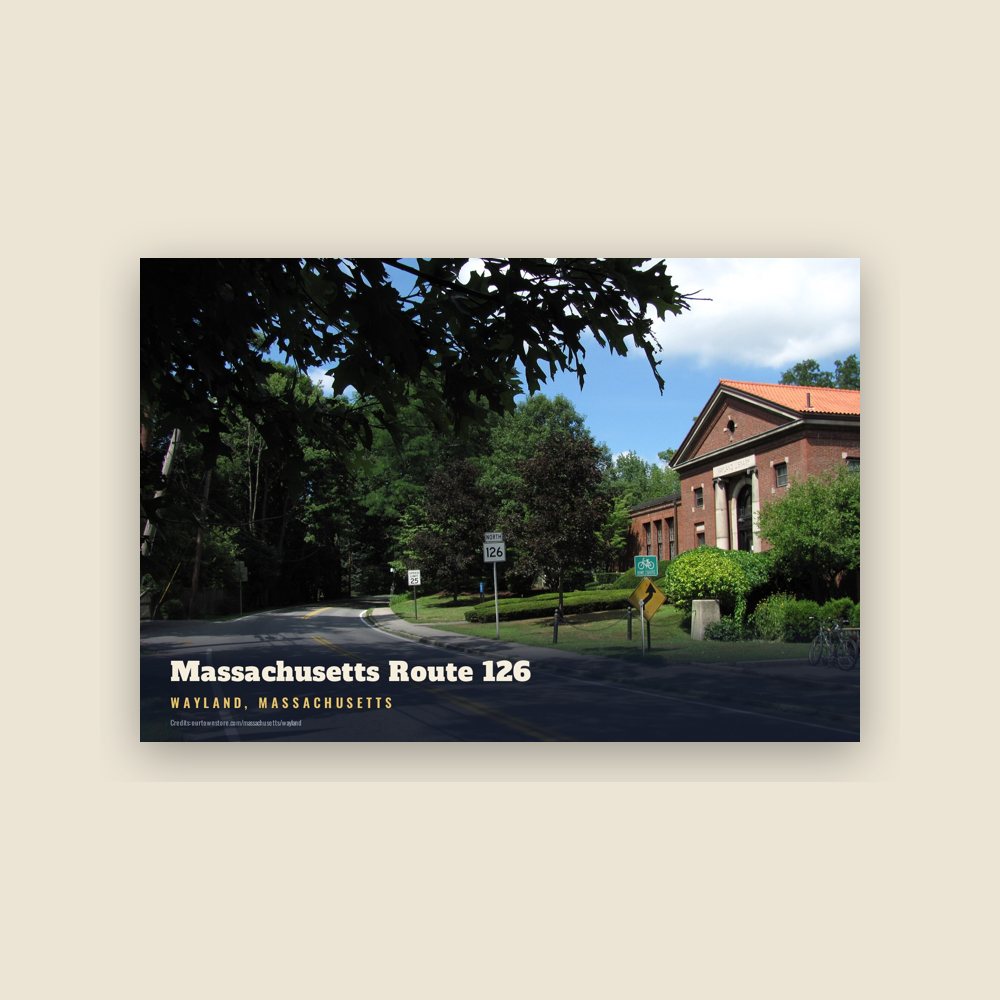 Wayland Massachusetts Route 126 Postcard