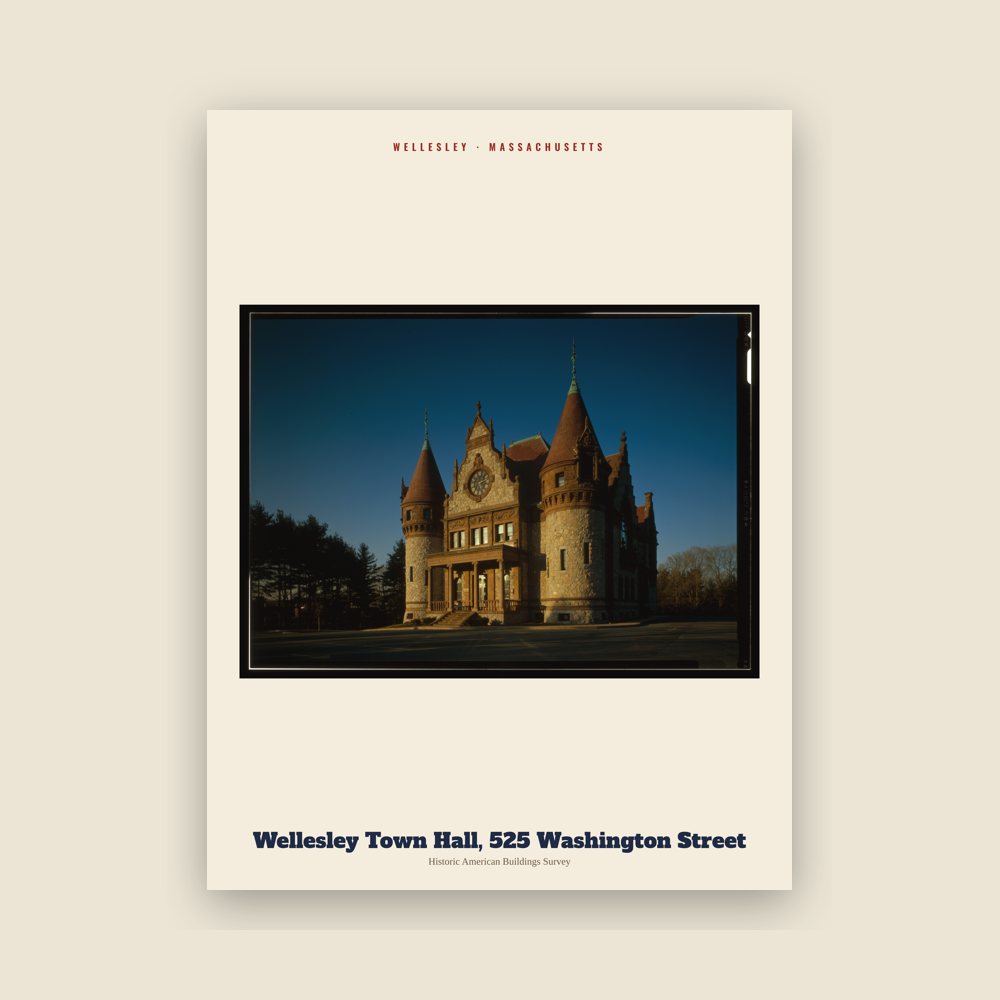Wellesley Wellesley Town Hall, 525 Washington Street Archive Print