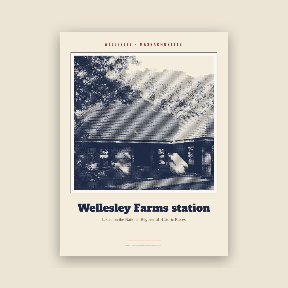 Wellesley Wellesley Farms station Landmark Print