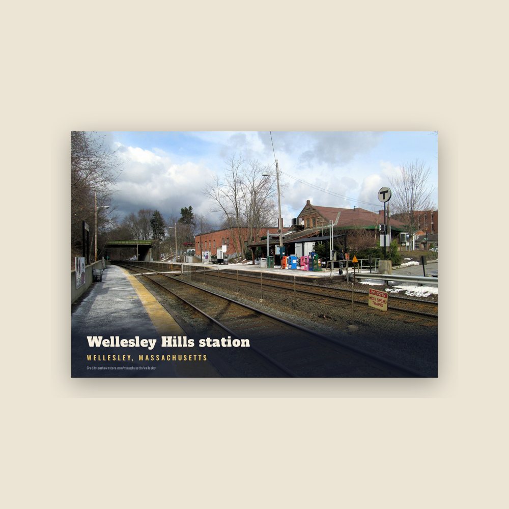 Wellesley Wellesley Hills station Postcard