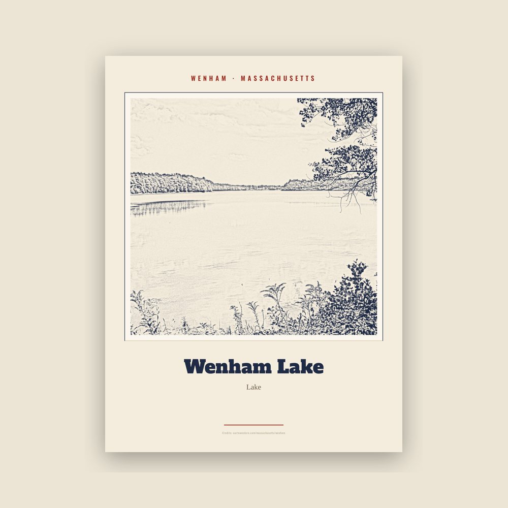 Wenham Wenham Lake Landmark Print