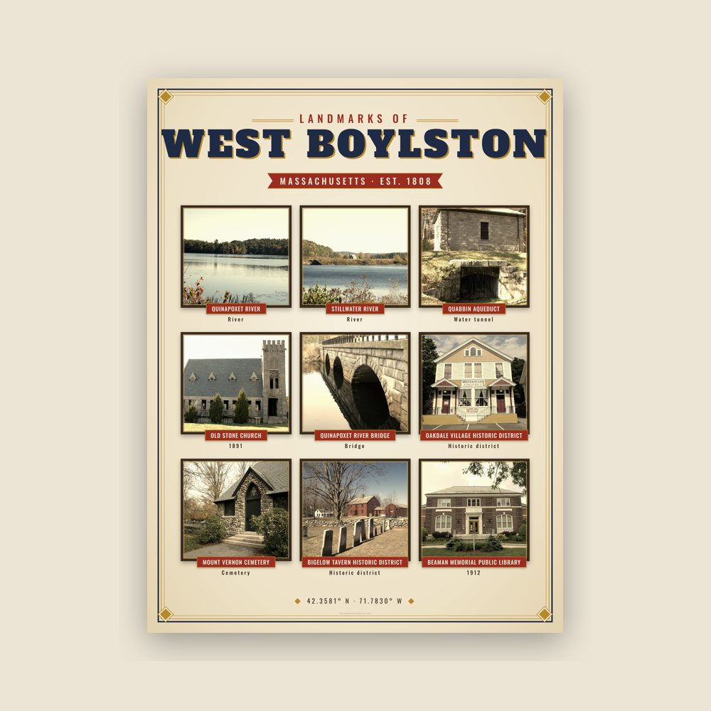 West Boylston Landmarks Photo Poster