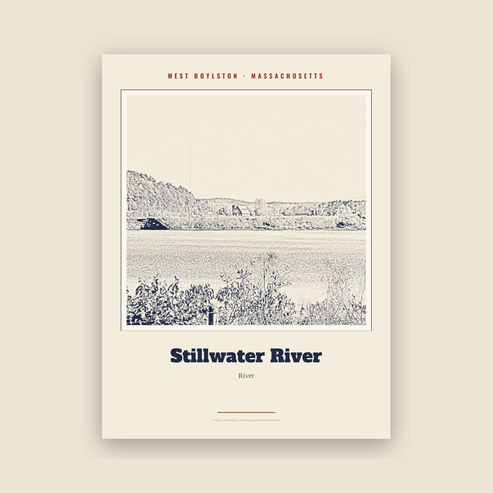 West Boylston Stillwater River Landmark Print