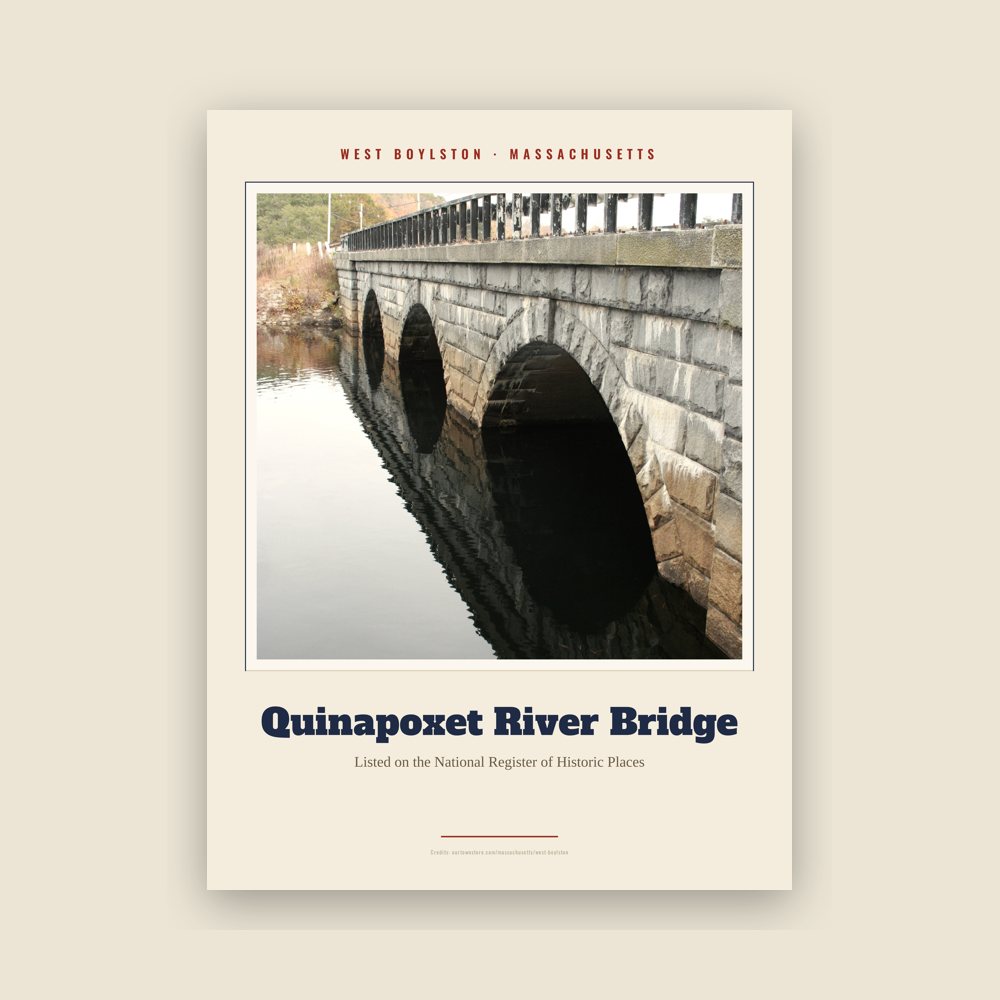 West Boylston Quinapoxet River Bridge Landmark Print