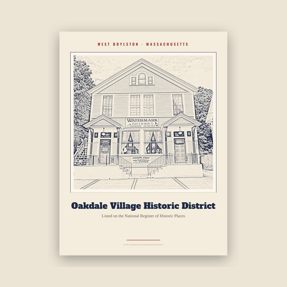 West Boylston Oakdale Village Historic District Landmark Print