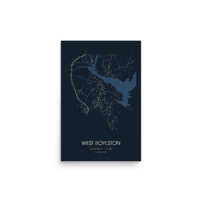 West Boylston Street Map Poster · Midnight