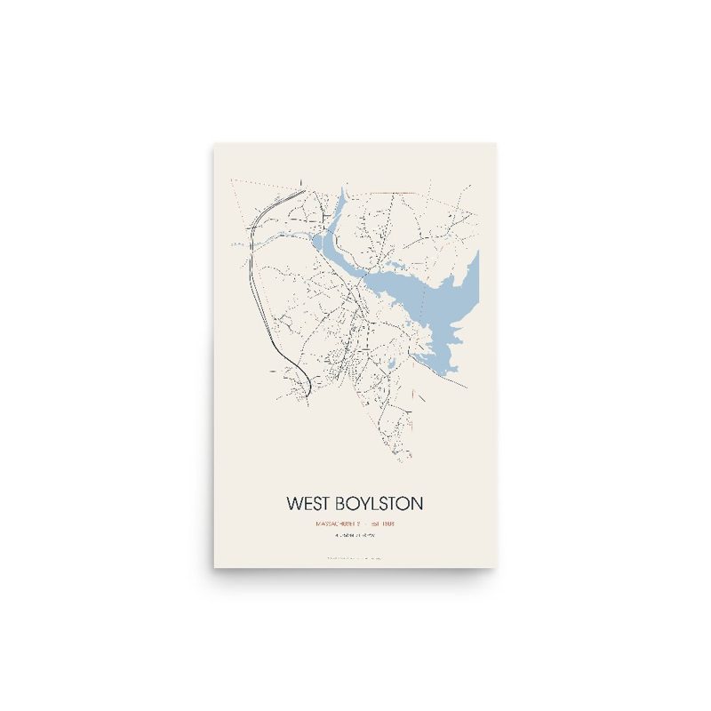West Boylston Street Map Poster · Linen