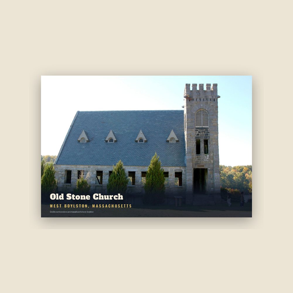 West Boylston Old Stone Church Postcard