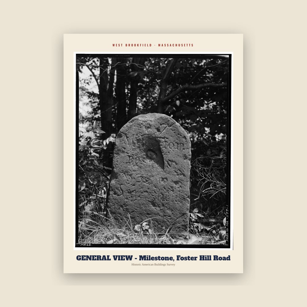 West Brookfield GENERAL VIEW - Milestone, Foster Hill Road Archive Print