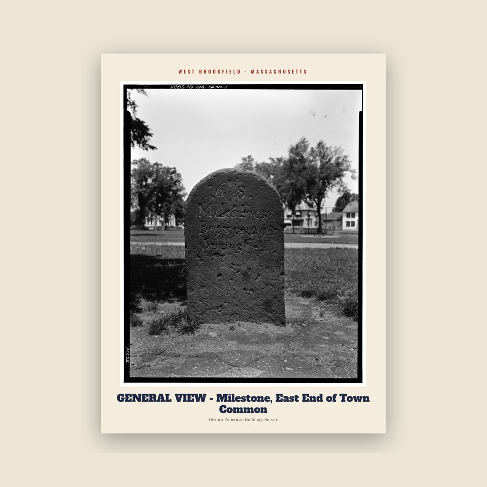 West Brookfield GENERAL VIEW - Milestone, East End of Town Common Archive Print