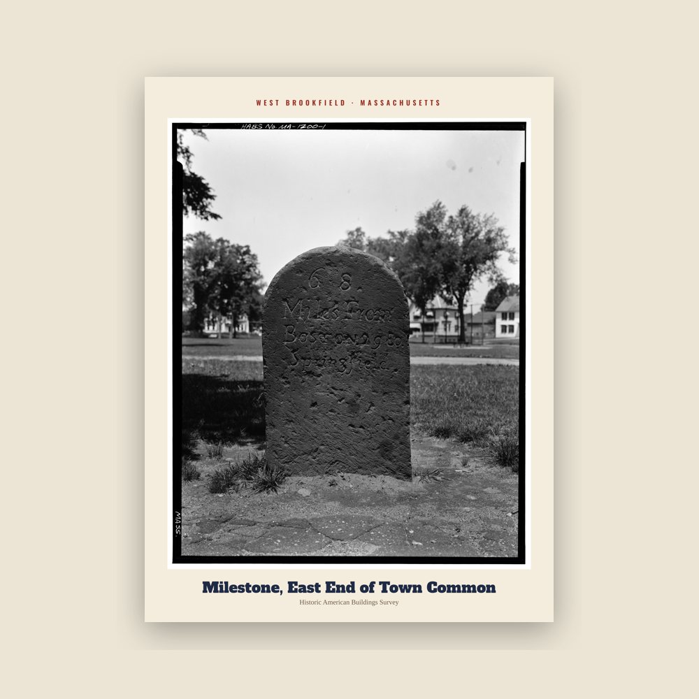 West Brookfield Milestone, East End of Town Common Archive Print