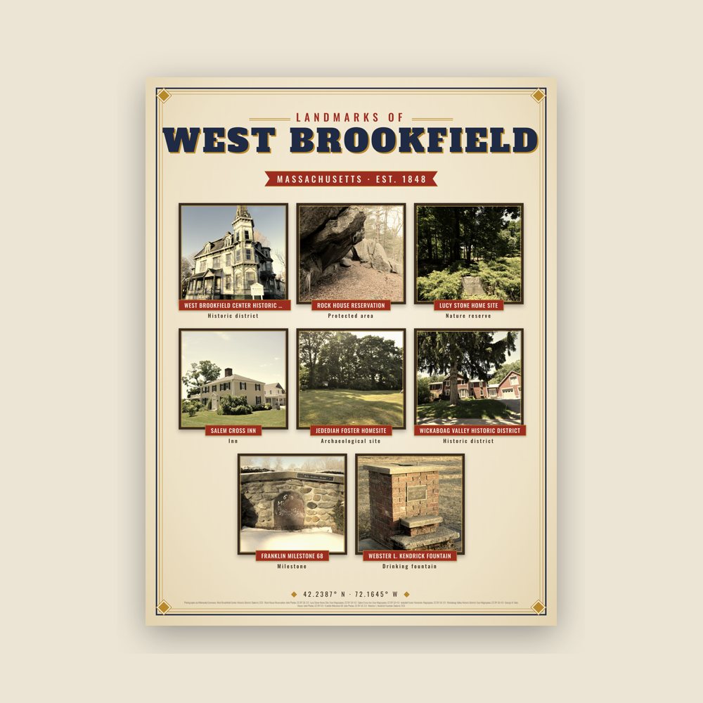 West Brookfield Landmarks Photo Poster