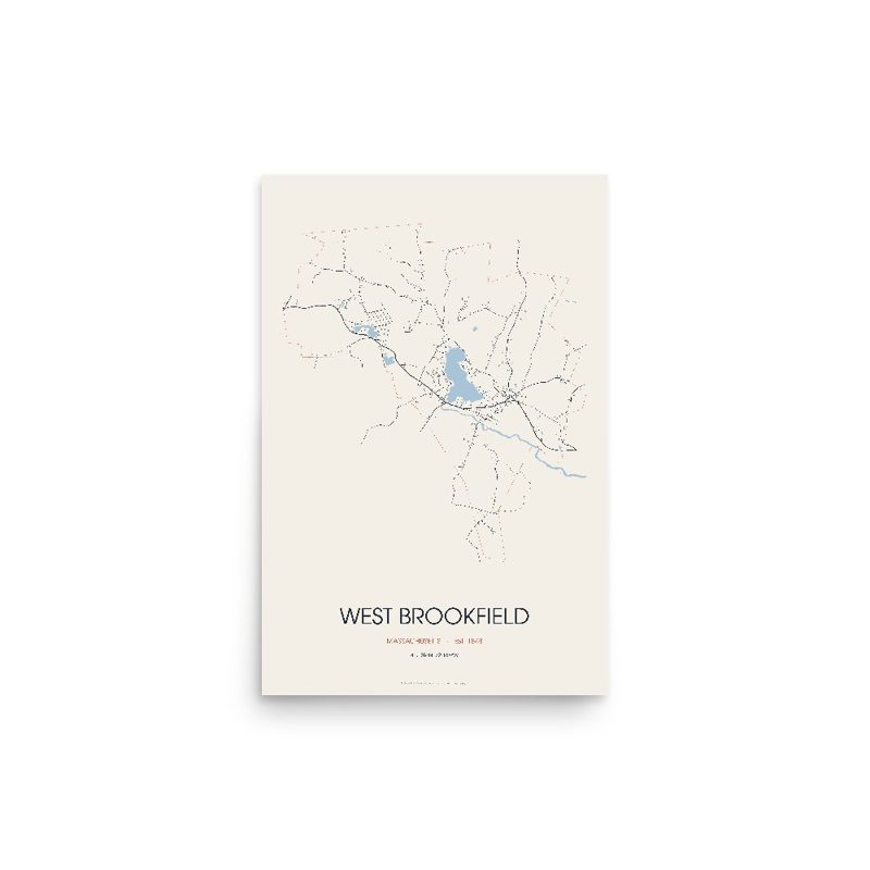 West Brookfield Street Map Poster · Linen