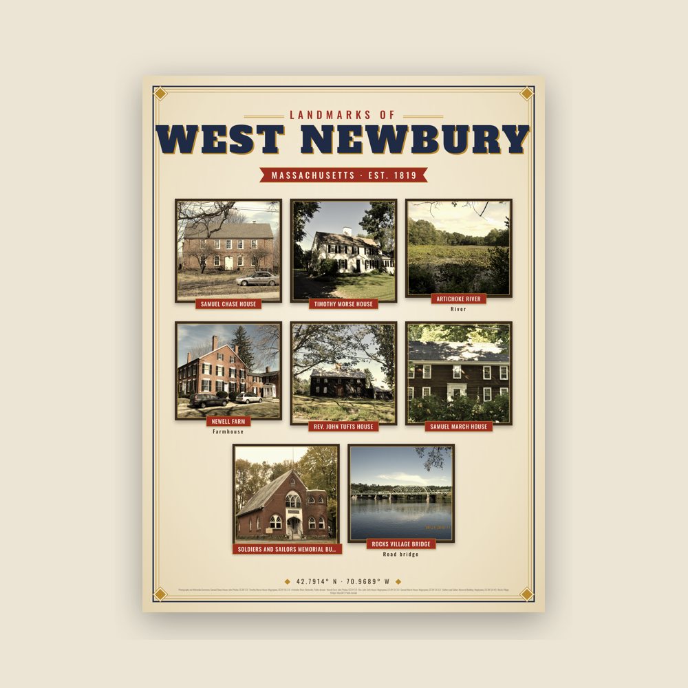 West Newbury Landmarks Photo Poster