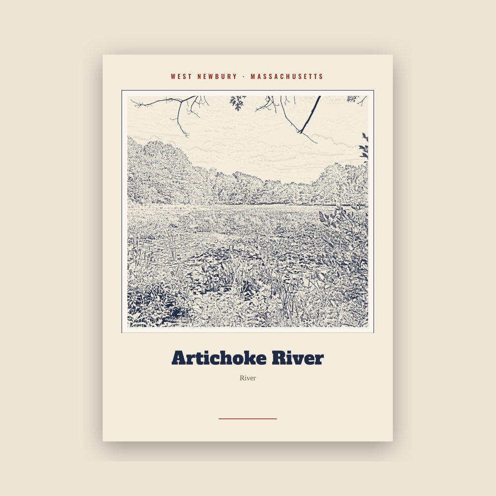 West Newbury Artichoke River Landmark Print