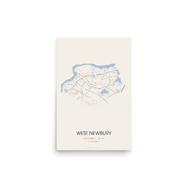 West Newbury Street Map Poster · Linen