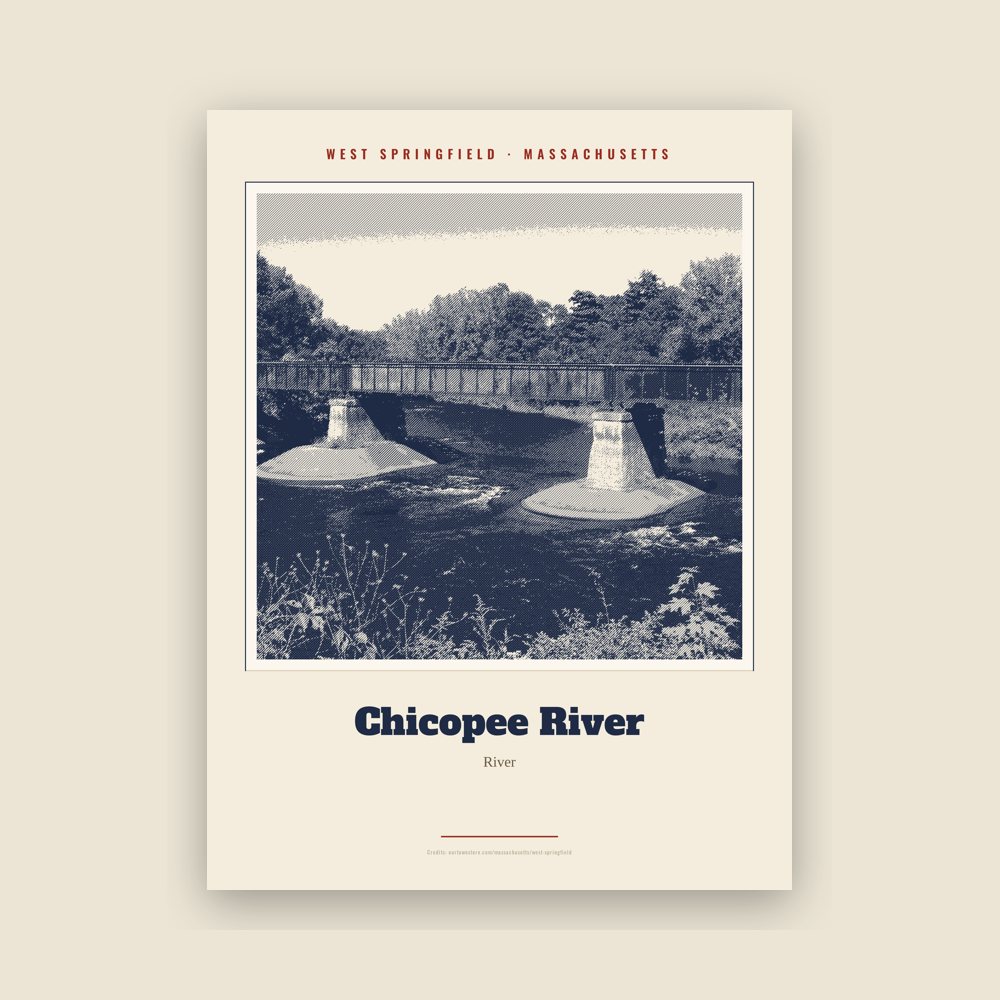 West Springfield Chicopee River Landmark Print