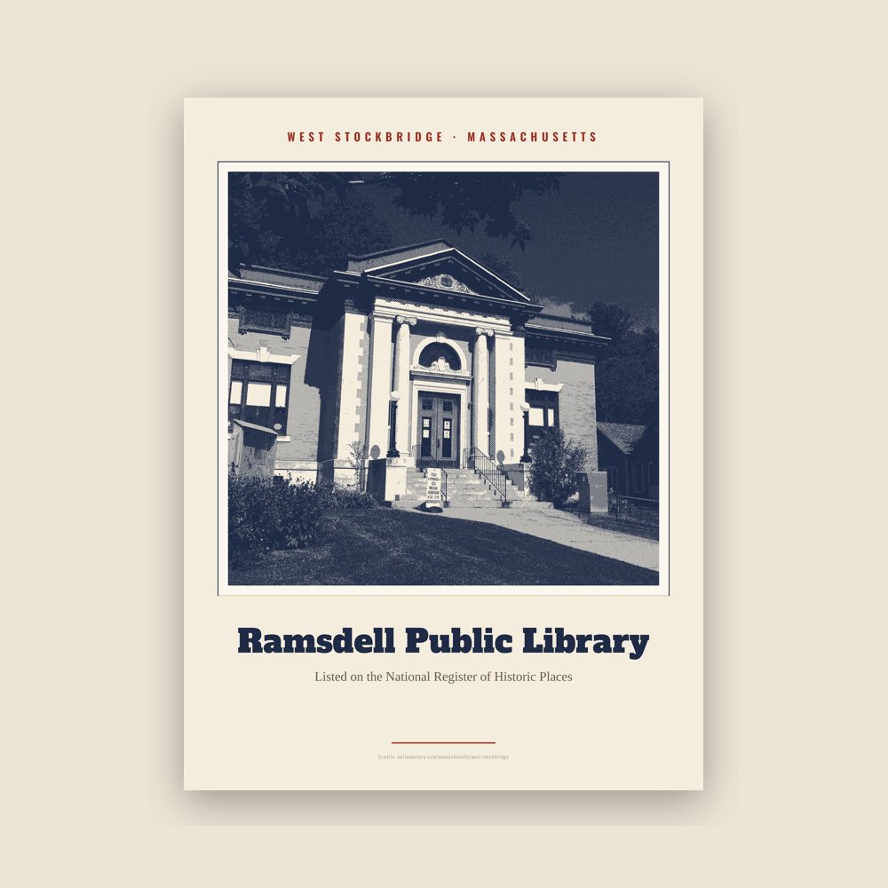 West Stockbridge Ramsdell Public Library Landmark Print