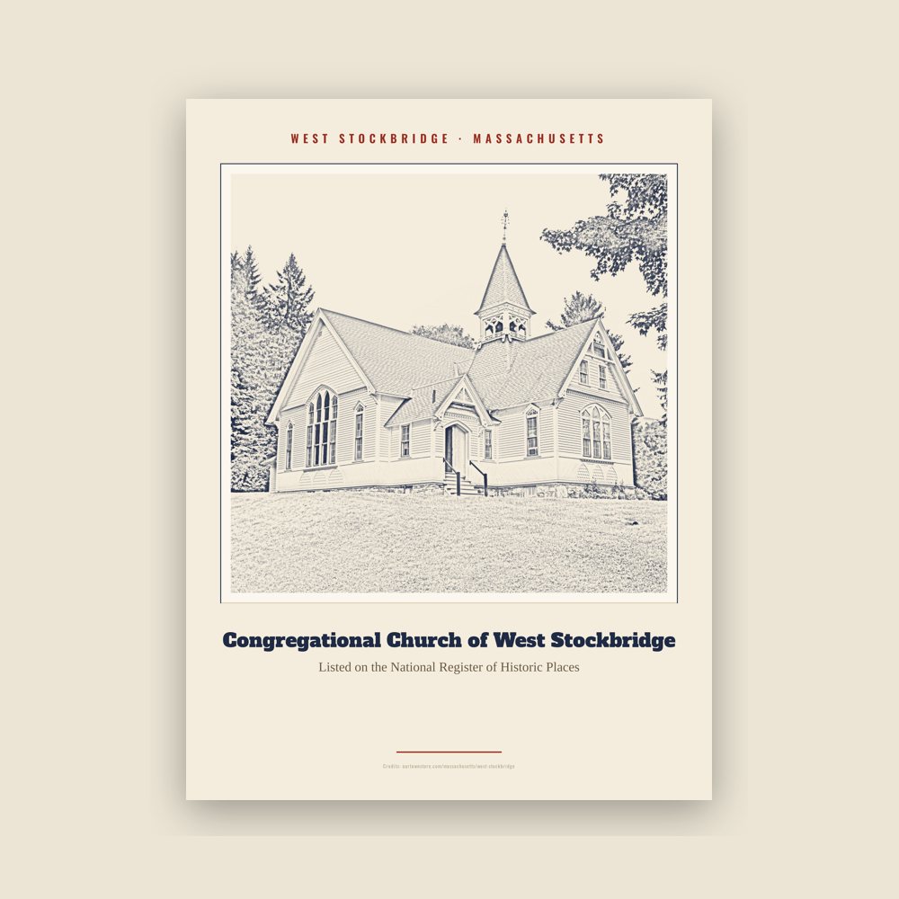 West Stockbridge Congregational Church of West Stockbridge Landmark Print