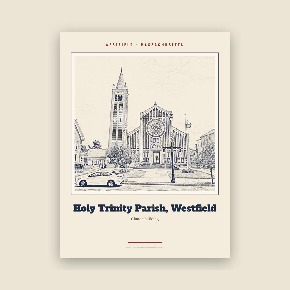 Westfield Holy Trinity Parish, Westfield Landmark Print