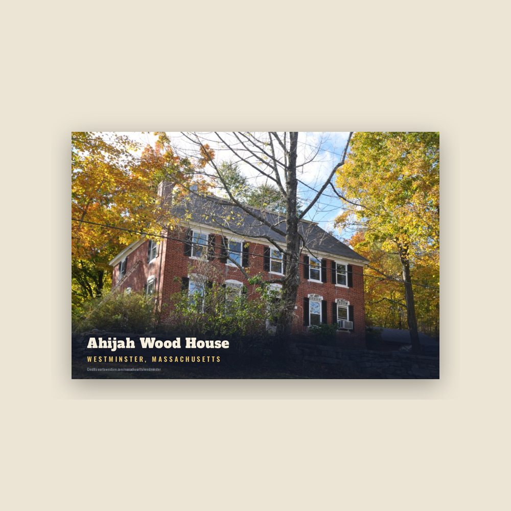 Westminster Ahijah Wood House Postcard