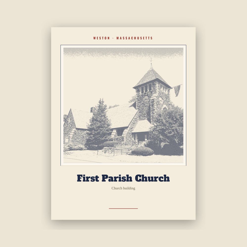 Weston First Parish Church Landmark Print