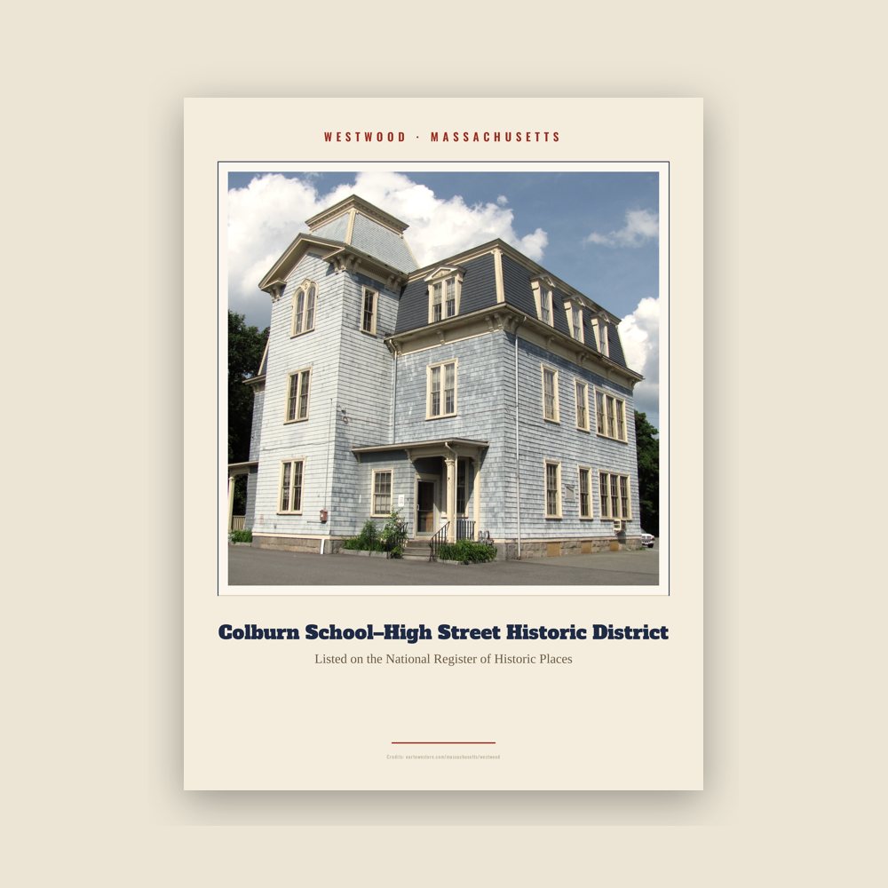 Westwood Colburn School–High Street Historic District Landmark Print