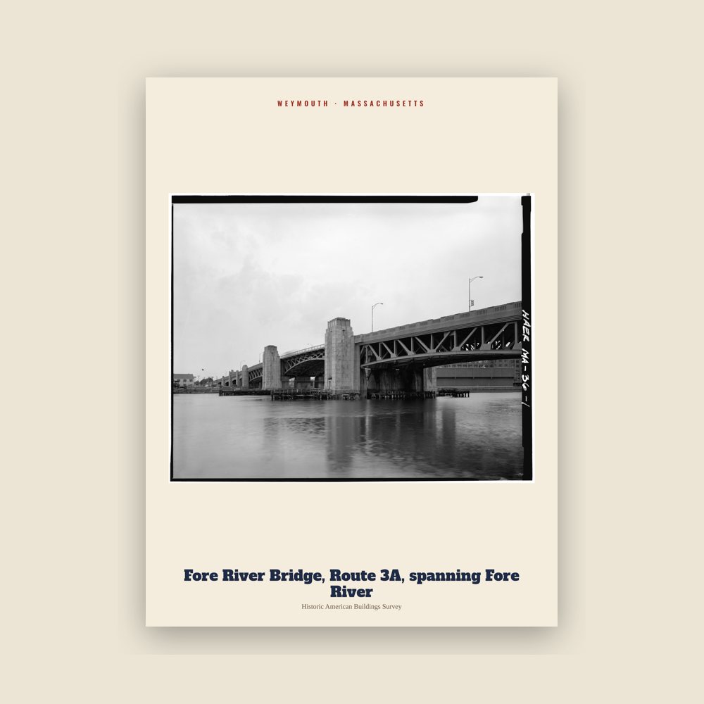 Weymouth Fore River Bridge, Route 3A, spanning Fore River Archive Print