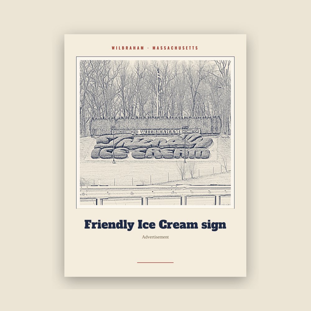 Wilbraham Friendly Ice Cream sign Landmark Print