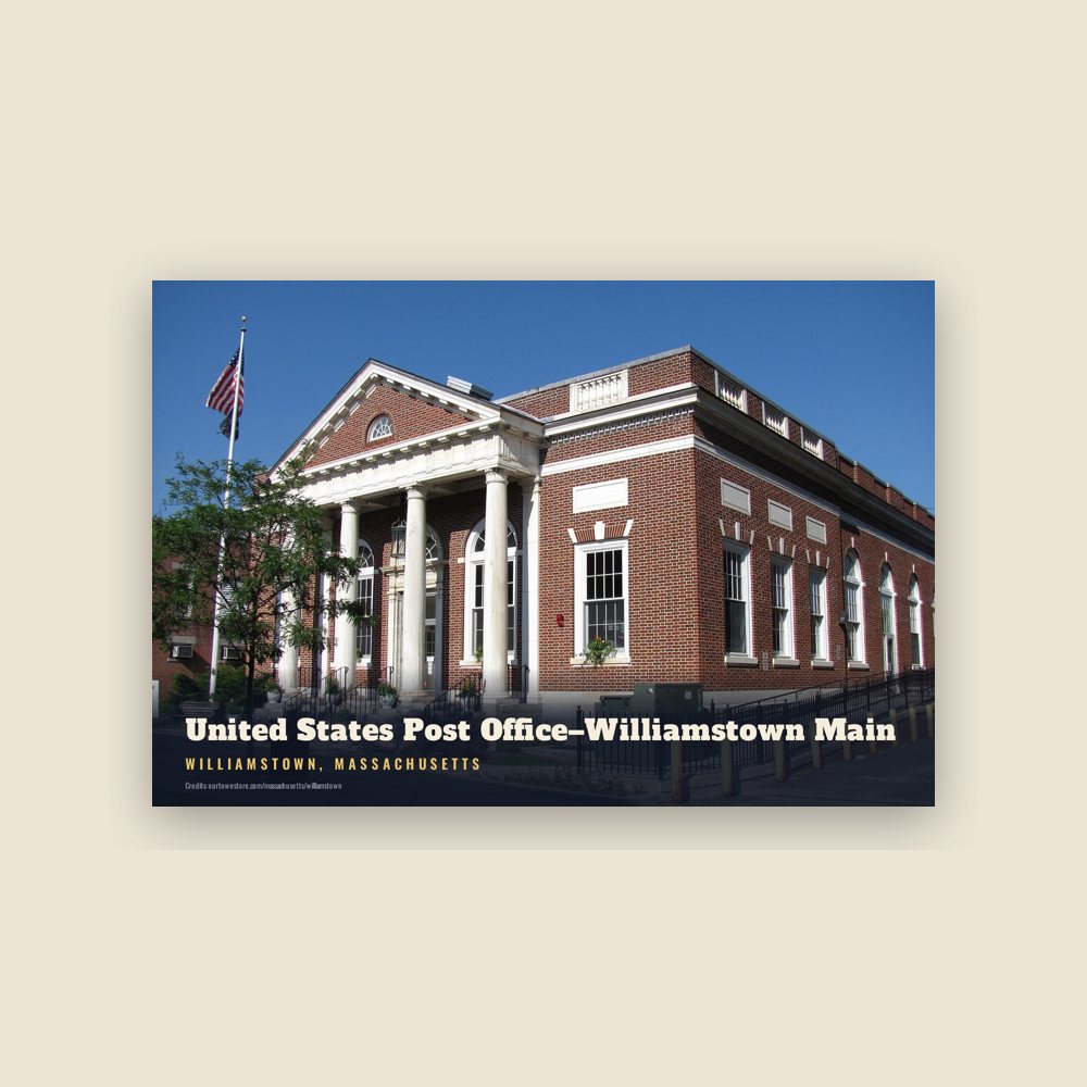Williamstown United States Post Office–Williamstown Main Postcard