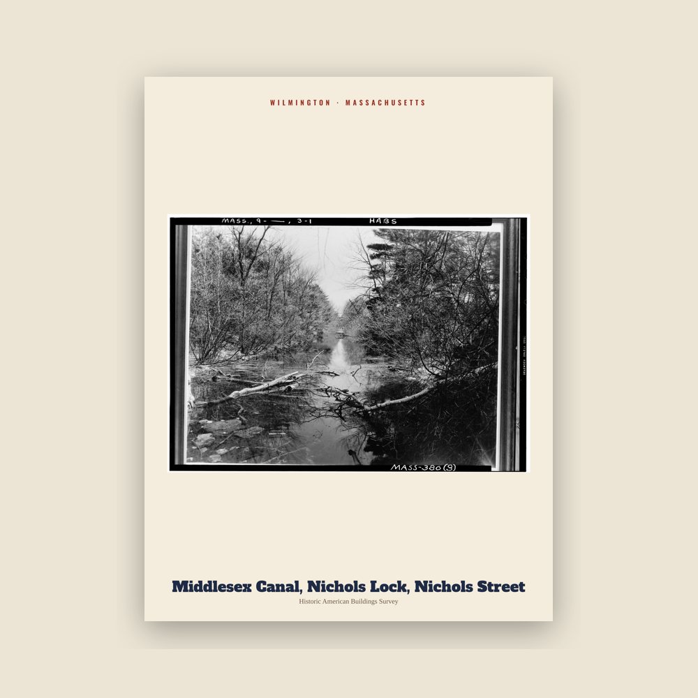 Wilmington Middlesex Canal, Nichols Lock, Nichols Street Archive Print