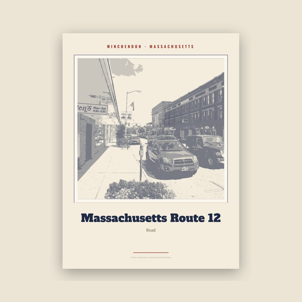 Winchendon Massachusetts Route 12 Landmark Print