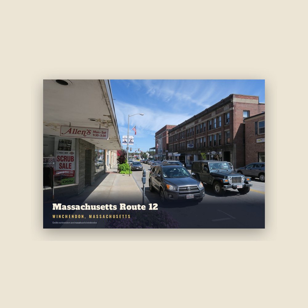 Winchendon Massachusetts Route 12 Postcard
