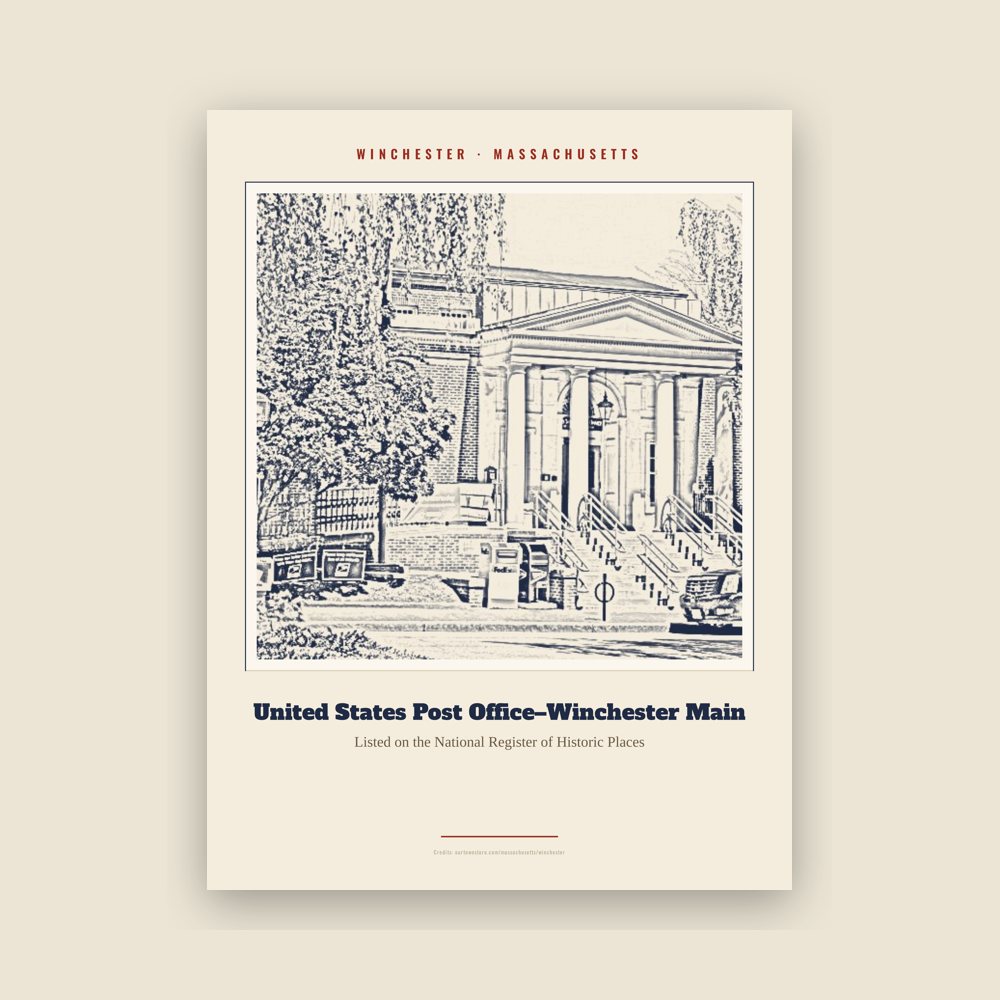Winchester United States Post Office–Winchester Main Landmark Print